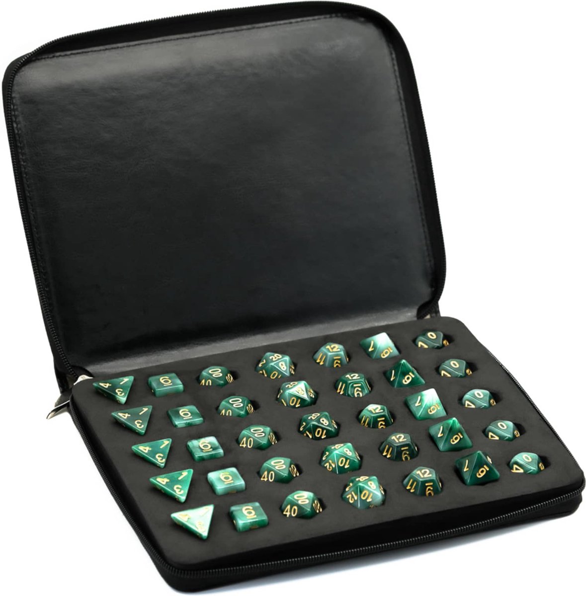 Joya Kids® Dungeons and Dragons Dice Bewaardoos box | DnD dice storage | D&D Dice Box | Dobbelstenen bewaren | Past 5 sets (35 stuks) | Kunstleer PU | Kleur: Zwart